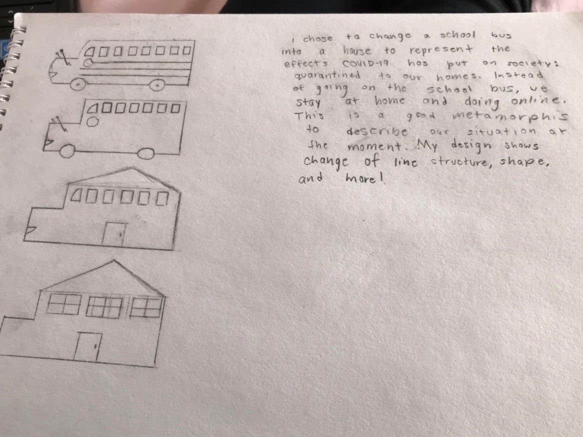 Cool metamorphosis samples from some talented Gr.8s 👏🏻 Did you catch the transition from school-bus to home? 😎