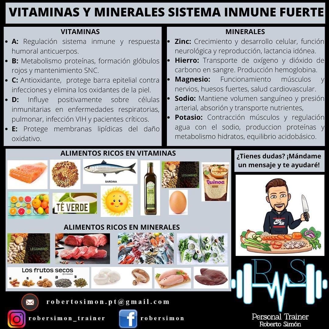 rsimon_trainer's tweet photo. ⠀ 🍱 En concreto en este post, os voy a decir la función de cada vitamina y mineral esencial para tener fuerte nuestro sistema inmunológico, y que alimentos ricos en esto podemos comer que lo contengan. https://t.co/3xtUuY889i