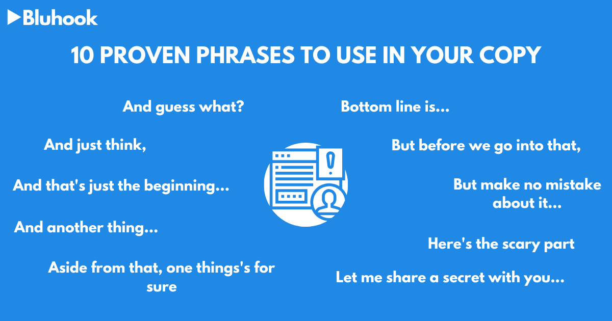 bluhook's tweet photo. At a loss for words?
That's okay. These phrases will help you keep your prospect's attention. 😎
#ContentMarketing #Content2020 #OnlineMarketing #OnlineContent https://t.co/5Vc7O8SLUL