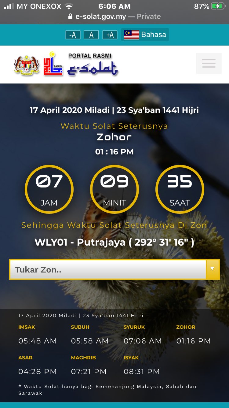 Waktu Solat Wp Kl On Twitter Jadual Solat Utk 17 04 2020 Imsak 6 01 Subuh 6 11 Syuruk 7 06 Zohor 13 16 Asar 16 28 Maghrib 19 21 Isyak 20 31 Twitter