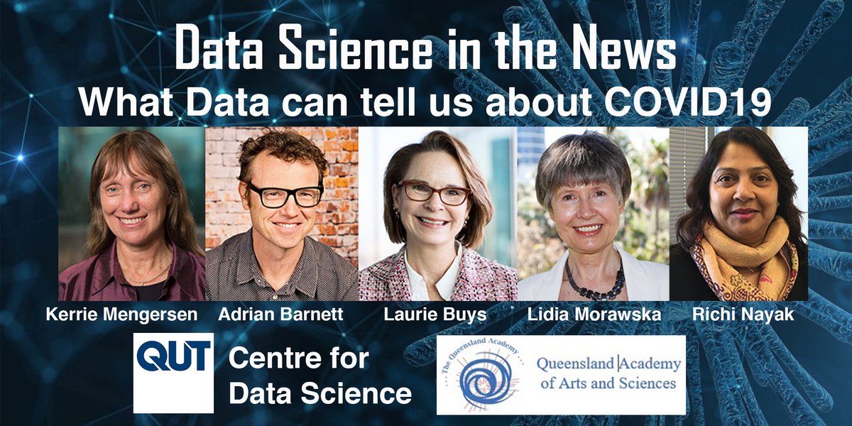 What #Data can tell us about #COVID19: the video from our latest '#DataScience in the News' webinar is now available online. Topics include COVID & aging, social media, the airborne spread of COVID, and modelling the virus. Head to our website: research.qut.edu.au/qutcds/data-sc… @QUTmedia