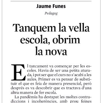 evallory's tweet photo. "No hauríem d'estar pensant en la manera d'acabar el curs, sinó en la manera de construir una escola nova que s'ha de poder encarregar de l'acompanyament educatiu personalitzat, i pensar-se com la manera de compensar les oportunitats que una part de l'alumnat no pot tenir a casa" https://t.co/uVW43nFp0Q