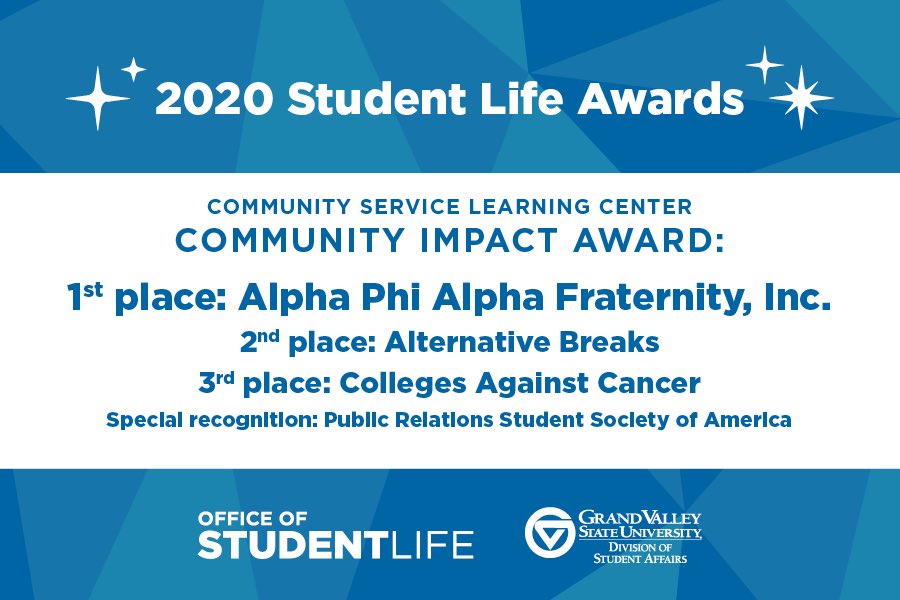 This award is for GVSU student organizations who have been examples of active citizens and are committed to a life of community engagement and impactful partnership.