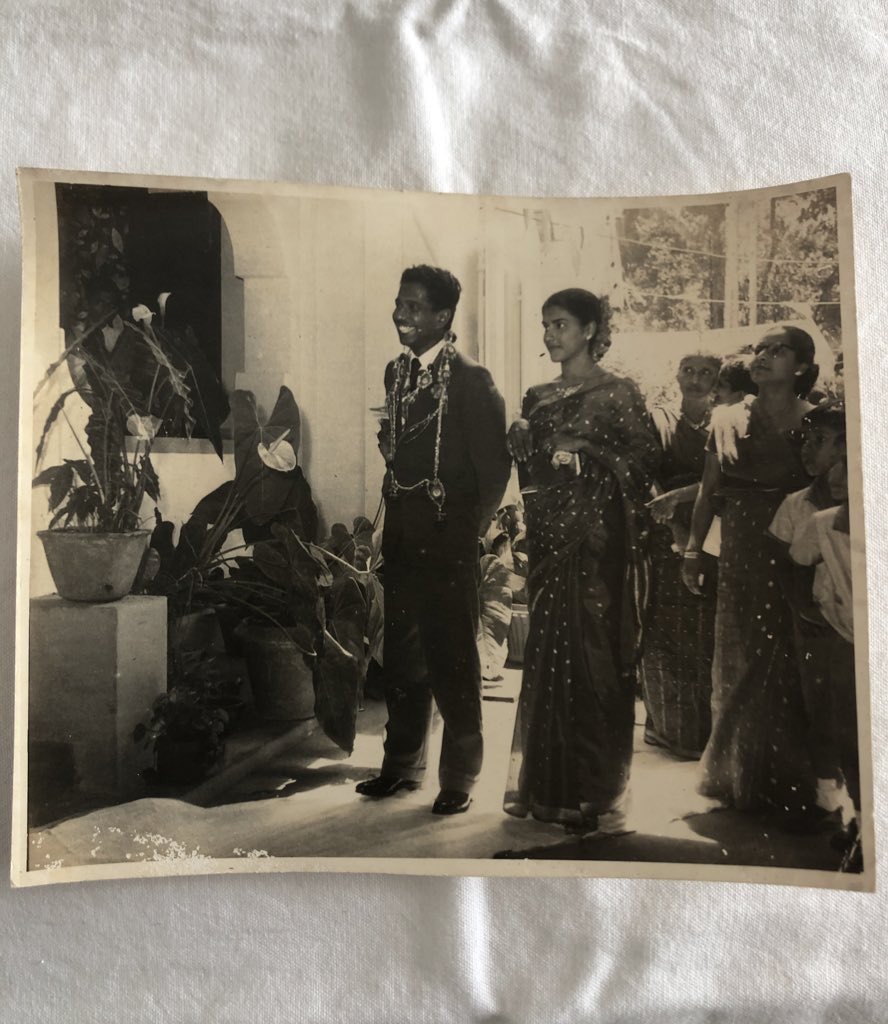 melanihe's tweet photo. Looking back with a smile 🥰 I love old pictures like these [taken in 1963/1964]: Achchi’s (grandma) and Seeya’s (grandpa) wedding day 💐♥️

#family #memories #oldalbums #srilankan #SriLanka #StayAtHomeSaveLives  #photography #vintage #saree https://t.co/c3FW77lmKt