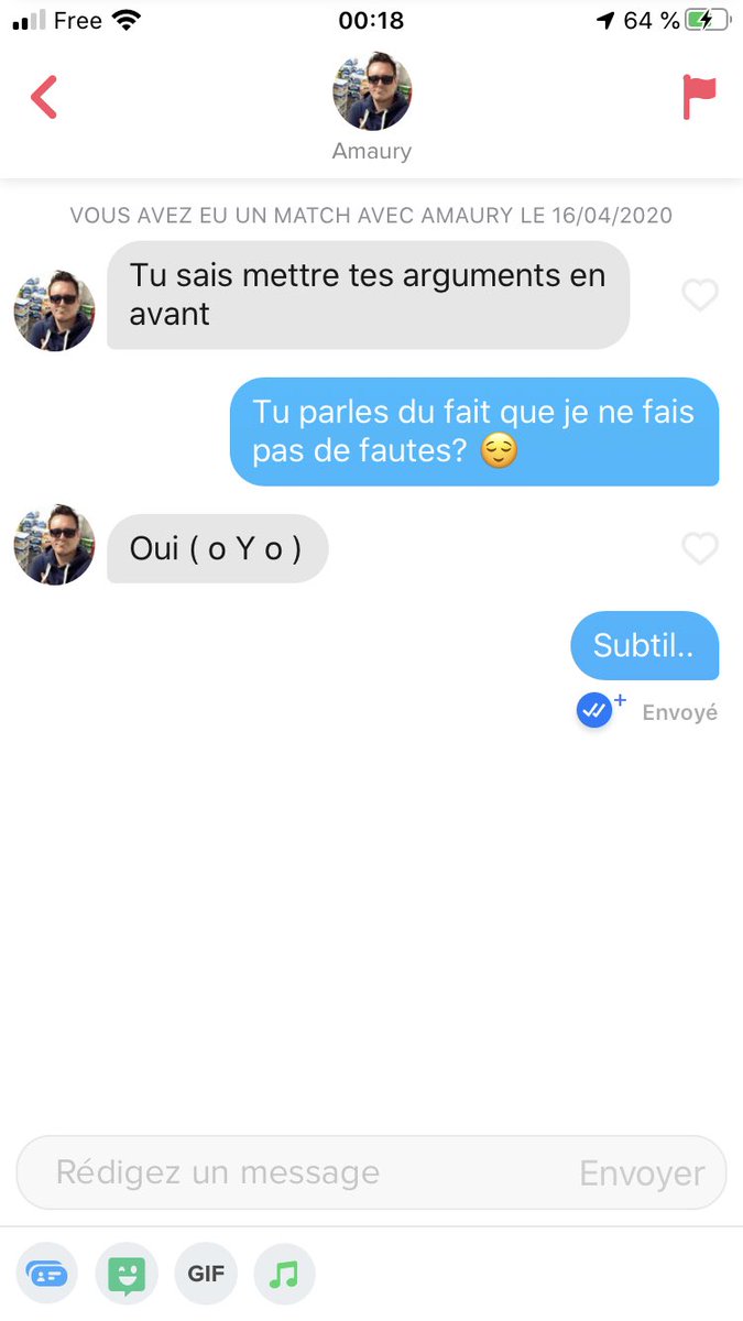 Moi: Je voudrais un mec subtil, qui sorte de l’ordinaire..Tinder: Hold my beer!