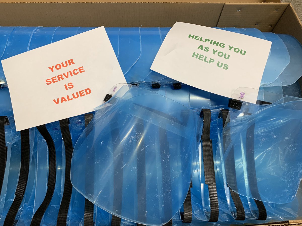 janetdangkeske's tweet photo. Our amazing community strikes again! Check out these certified & approved face shields and encouraging notes from @leesmithson @WesternU and partners from @generaldynamics in #ldnont #localefforts #COVID2019 @fauldscat @dpepe88 @GSchacter @DOCSJW @sdmckay2002 https://t.co/LpGuFOSe9f