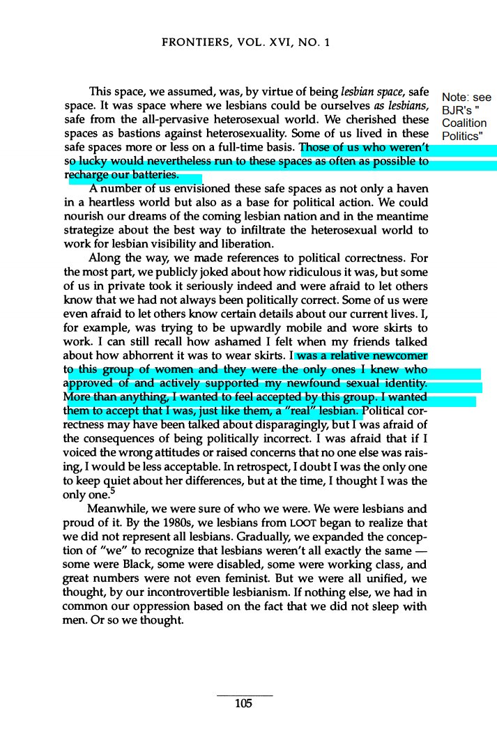 "Bisexual Women and the "Threat" to Lesbian Space", by Sharon Dale Stone, 1996, pages 4-8 (of 16)