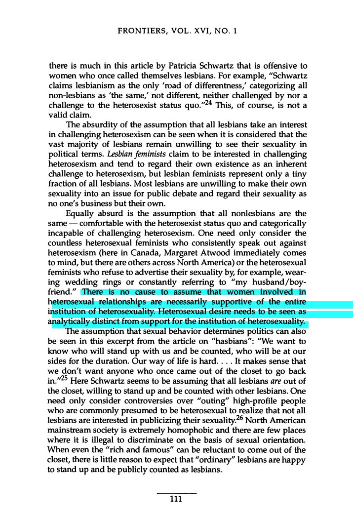 "Bisexual Women and the "Threat" to Lesbian Space", by Sharon Dale Stone, 1996, pages 8-12 (of 16)