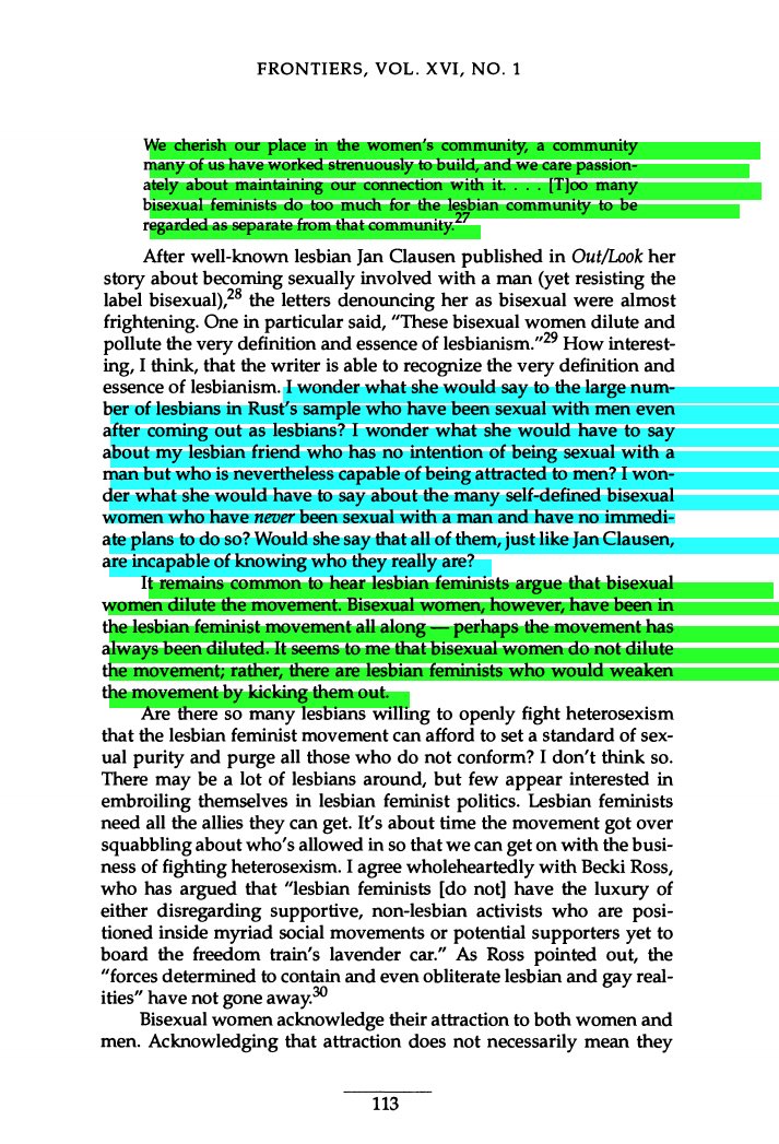 "Bisexual Women and the "Threat" to Lesbian Space", by Sharon Dale Stone, 1996, pages 13-16 (of 16)