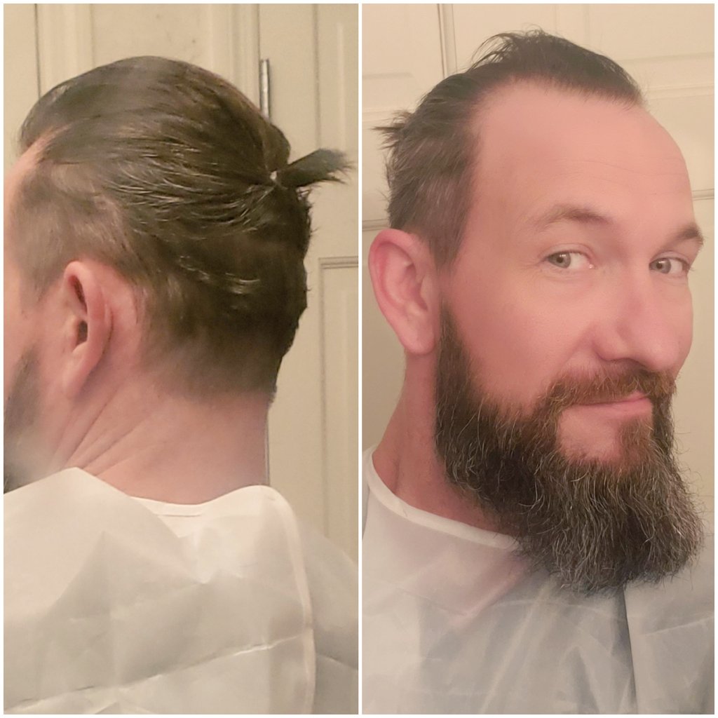 FranklyBrian's tweet photo. @ksuding It was a great webinar @ksuding! Great Info! I'll throw my self-haircut from last week in the ring. Sorry didn't wear it today. Ready 4 real cut. #QuarantineHaircuts  #PatinsIcam #TinyPony  #SadTinyPadawanBraid #NoShame 😂 https://t.co/PpqN1ZfKmy