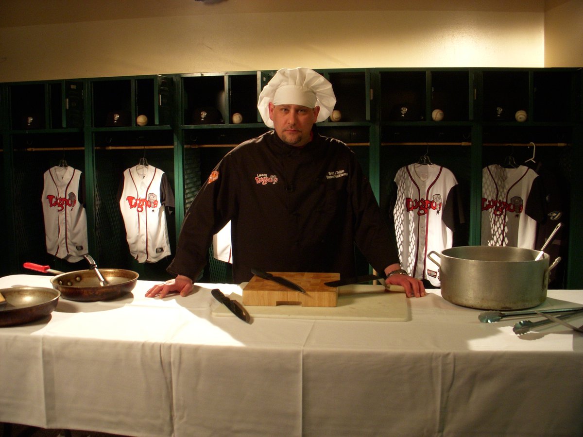LansingLugnuts's tweet photo. The late Chef Brett Telder was in his element each year for Eat-A-Palooza. This shot came from behind the scenes at the filming of the 2012 promo video.
#OpeningNightAtHome https://t.co/Ghsu3ThDVy