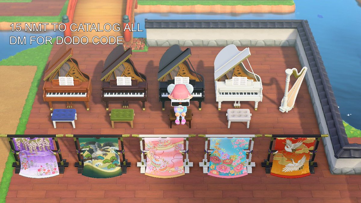 Only 15 NMT to catalog all Grand Piano, Harp and Elegant Kimono stand sets! 

OR 

3 NMT per Grand Piano or Kimono

DM me for #dodocode -> serious inquires only!

#ACNH #ACNHTRADE #AnimalCrossing #AnimalCrossingNewHorizions