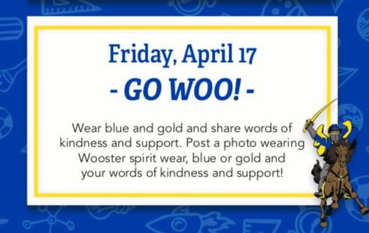 _karenarbogast's tweet photo. Let’s go all out, Wooster! Wear your blue and gold... share your spirit and kindness! 💙💛💙💛#gowoo #woosterway @woostercsd https://t.co/1qDRF8HB8o