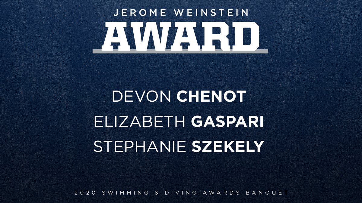 The Jerome Weinstein Award is awarded to the swimmers or divers whose diligence and dedication to their teammates stands out. The recipients are Devon Chenot, Elizabeth Gaspari, and Stephanie Szekely!

#WeAre