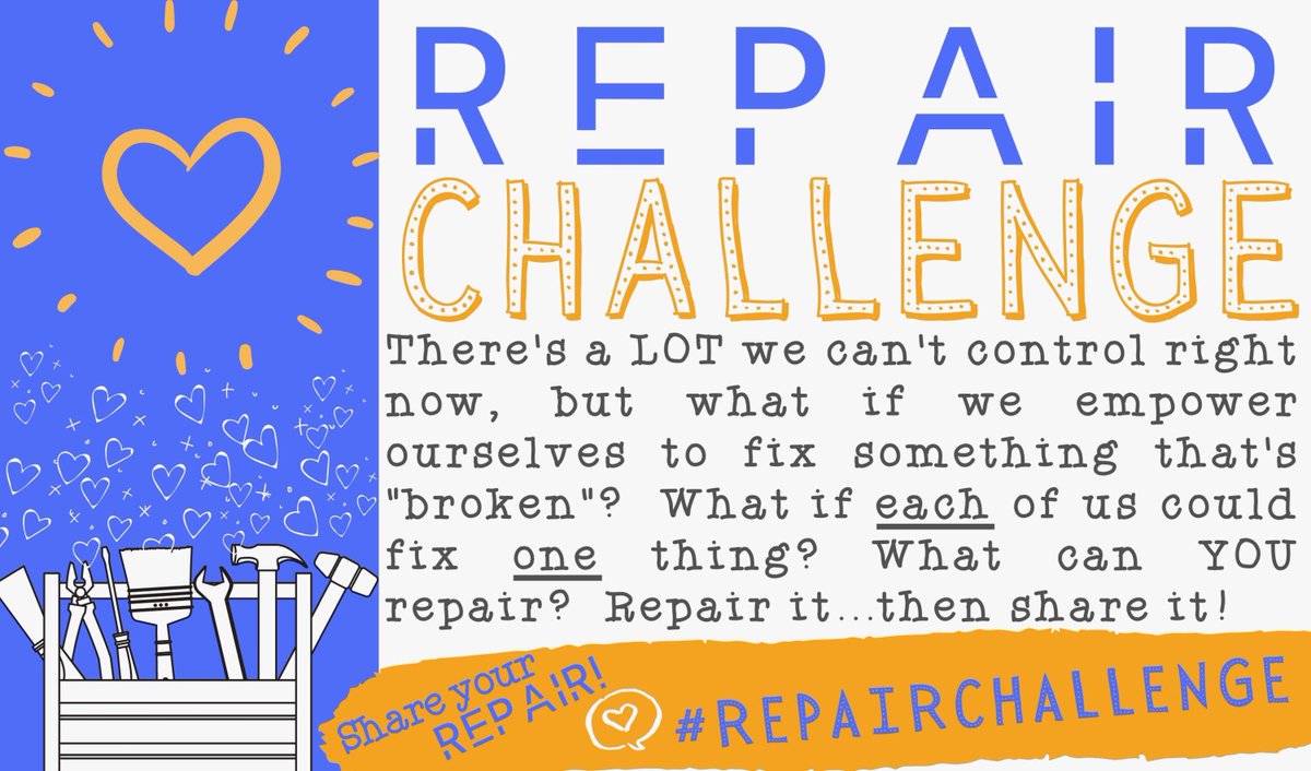 RDobney_EDU's tweet photo. #repairchallenge let’s hear it—what might you repair given this opportunity? https://t.co/L1Vp1cP7Gn