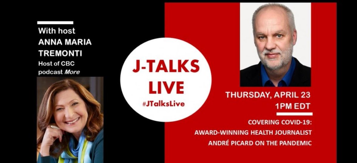 QScribe's tweet image. Canadian Journalism Foundation talk with Anna Maria Tremonti and André Picard of the Globe and Mail should provide insightful discussion about reporting with authority on coronavirus and providing vital information Canadians need to stay safe and healthy bit.ly/2RJuaZX