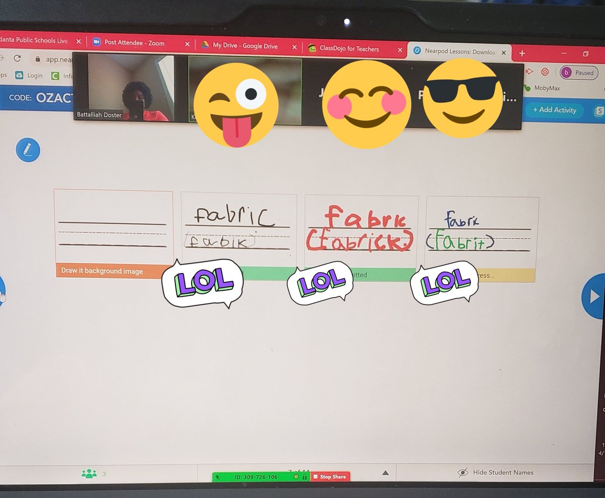 Another great day of learning. My students enjoyed correcting their submit answers. #GrowthMindSet! We know understanding (learning) happens after the misunderstandings. Thank you <a href="/nearpod/">Nearpod</a> and @zoom_us for making this possible.
