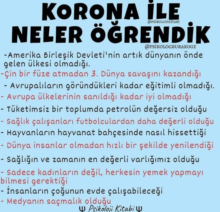 Bence olması gerekenler bunlar :) #herşeyçokgüzelolacak