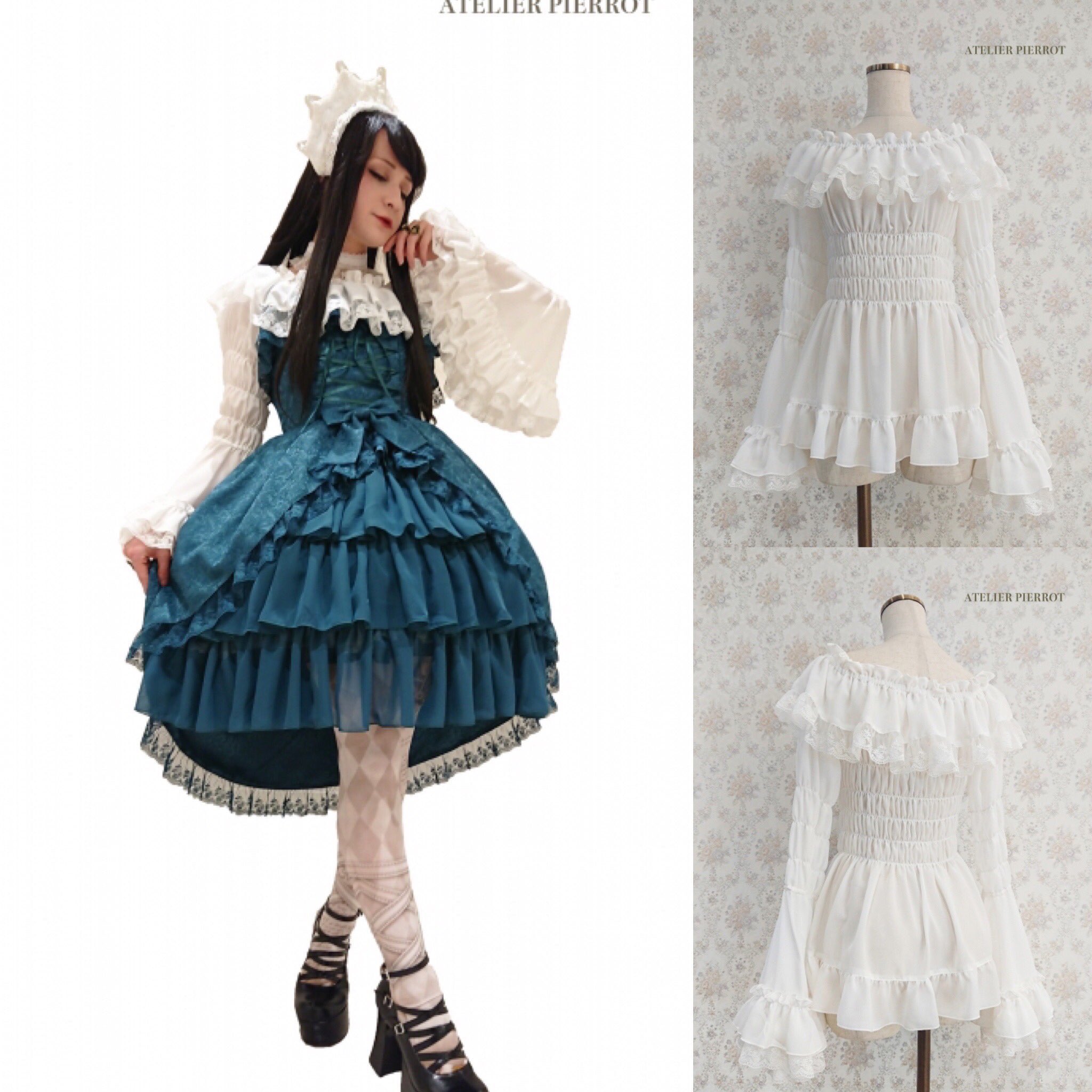 ATELIER PIERROT 姫袖シャーリングブラウス 22-04-19-074h-1-BL