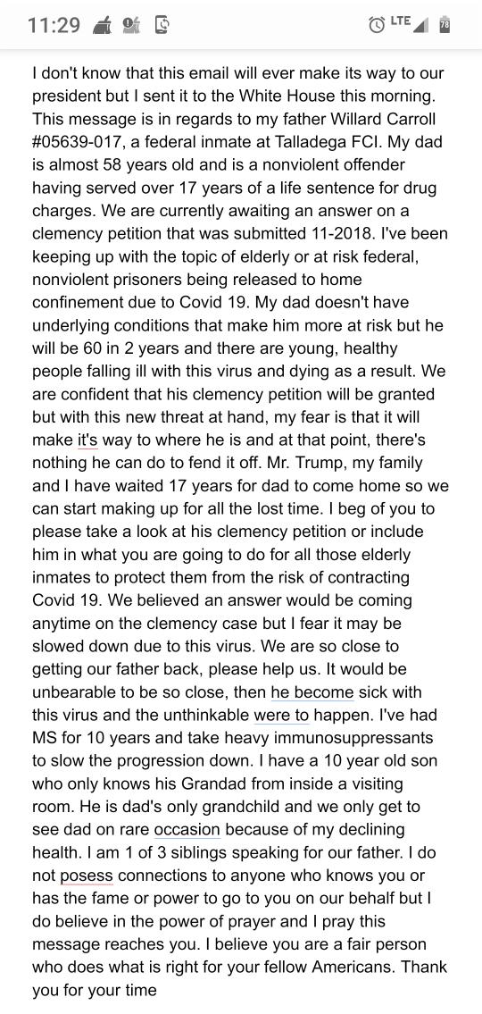 jennifer_groce's tweet photo. #ClemencyNow Please SHARE SHARE SHARE!!! Nonviolent Drug Crimes = Federal Life Sentence = ??? NOT JUSTICE
#JusticeReformNow#KAG
#KKWTheJusticeProject #17yearsIsLongEnough @realDonaldTrump @TheJusticeDept @KimKardashian @AliceMarieFree @AGWilliamBarr @mrvtherecruiter @POTUS @GOP https://t.co/1n1bYzNkWU