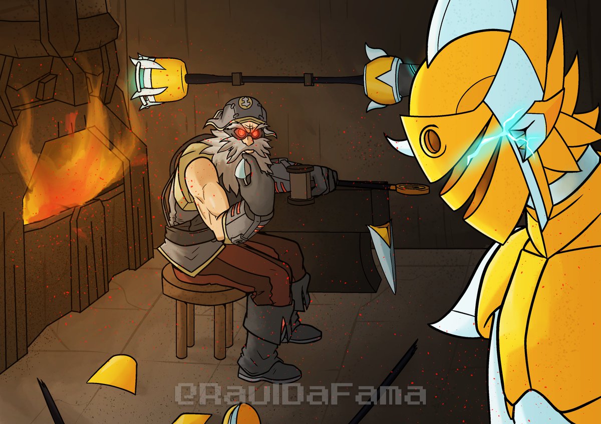 RaulDaFama's tweet photo. @Brawlhalla
#BrawlhallaArt #Brawlhalla #Ulgrim #Orion
The making of the golden armor. https://t.co/T9qgeULwOZ