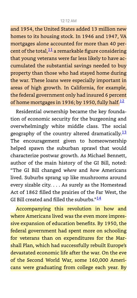 Let’s add on how 1930s New Deal legislation and the GI Bill of 1944 are responsible for 60,000+ doctors... at a time where black vets did not have equal access to this opportunity strictly because of their race (Screenshots from book “When Affirmative Action was White)