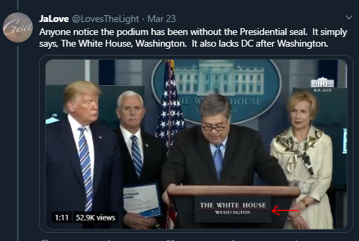 So the Presidential Seal is back as well as the Presidential flag. Did the United States go through a restructuring?"Opening Up America Again"