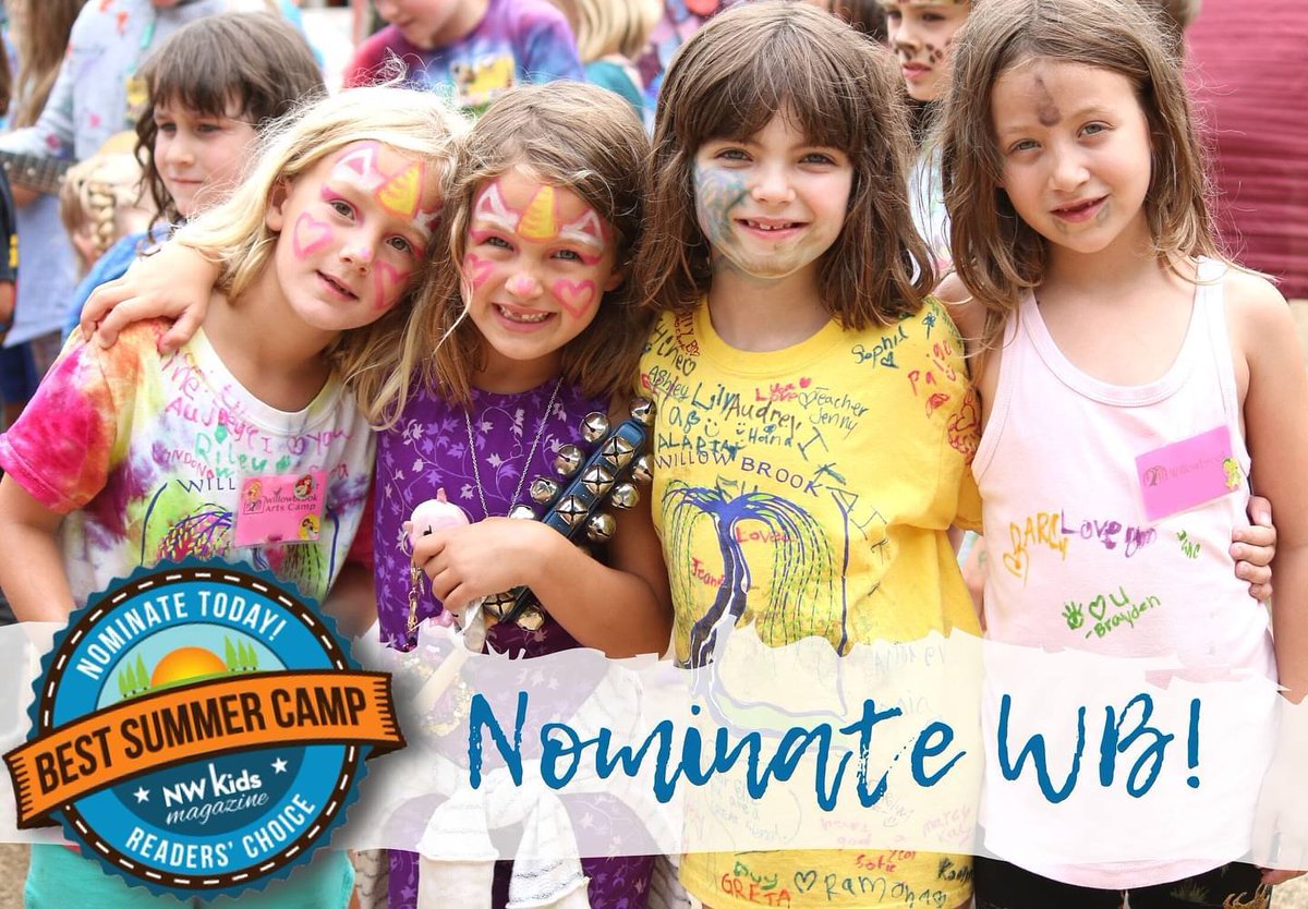 wbartscamp's tweet photo. Have you nominated Willowbrook for @nwkidsmagazine Best Summer Camp yet?! You can vote daily! Visit https://t.co/wjHTCUvbzn to show your love 😊💚
#NWKCampExpo #NWKids #summercamp #portland #tualatin #oregon #vote https://t.co/fL6E16RnZV