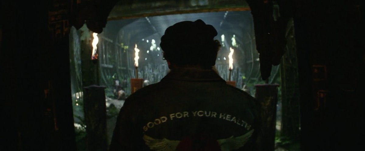 Hank Marlow’s jacket has a few easter eggs on it: among them are nods to Akira, Dr. Steve Brule, and Taxi Driver.  #MonsterverseWatchalong