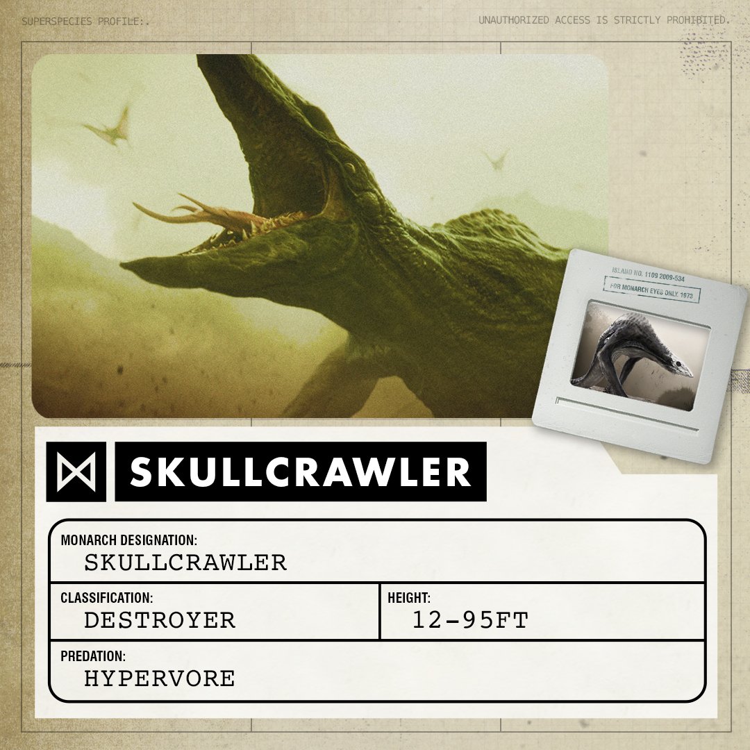 Superspecies Profile: SkullcrawlerClassification: Destroyer Height: 12-95 FT Predation: Hypervore #MonsterverseWatchalong