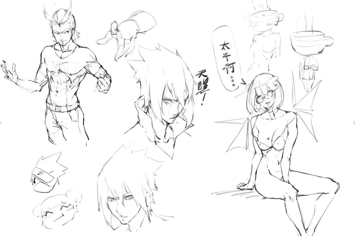 Such a great stream today. thank you!
Left to right: All Might, Kakashi/Ten Ten, Sasuke x2, Anhui, @lalalalack OC
