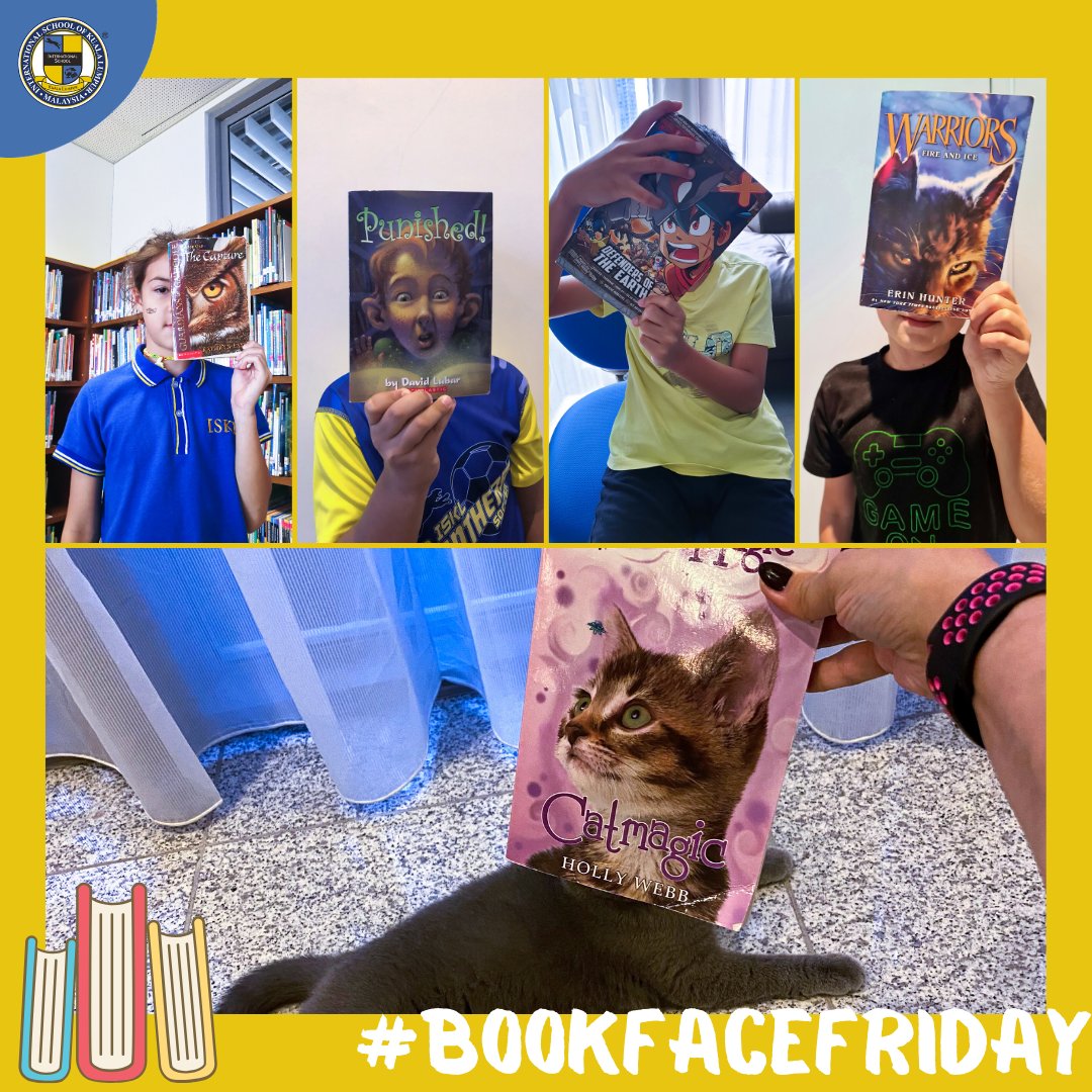 ES Students have been keeping busy reading up some awesome literature at home! Here they are posing with some of their favorite books. Can you guess who they are? Don't you just love the cutie kitten too?

#ISKLproud  #BookFaceFriday #ISKLESLIB #ISKLReads @ISKLESLibrary