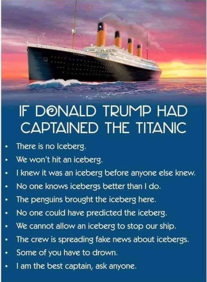 DeniseBarkhurst's tweet photo. Yesterday was the anniversary of the Titanic sinking. Usually this results in a solemn post about the 1500+ lives lost from me. But yesterday I also saw this and it made me laugh out loud for a while. #notapoliticalpost #justlol https://t.co/smYHM9K6jg