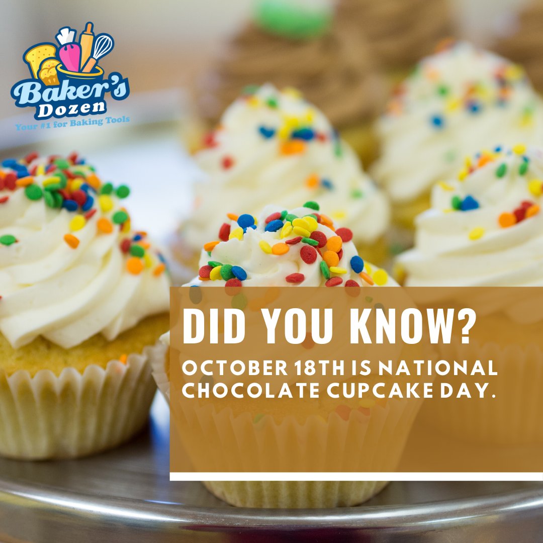 iBakersDozen's tweet photo. Did you know?
October 18th is National Chocolate Cupcake Day.
#BakersDozen #BakingTrivia #TriviaAboutBaking #BakingFacts https://t.co/HUhg1pHorZ
