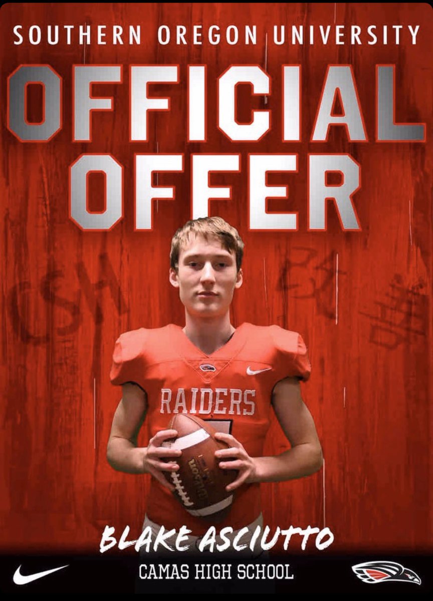 LacamasMagazine's tweet photo. Congratulations to Camas High School State Champion QB @blake_asciutto who has officially committed to Southern Oregon University.

@AsciuttoTony @PapermakersArmy @jon_eagle @chunkduck_gm @timdotfox @Kingmohamed__ @_JCLEM_ @GeigenmillerJ @DanteHumble1 @CamasHighSchool https://t.co/xbf5wKMI6T