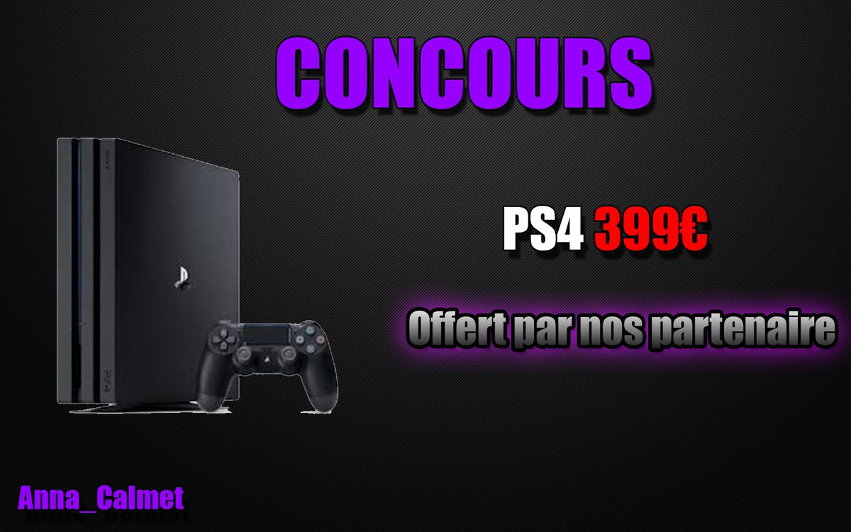 Anna_Calmet's tweet photo. 🎁 [#CONCOURS] [#ANNACONCOURS] [#GIVEAWAY] ! 

💋Tentez de remporter une PS4
ℹ️ D'une valeur de 399€

Pour participer :
❗️- #RT ce tweet 
❗️- Follow @Anna_Calmet
 &amp; Mentionne un ami(e) en commentaire.

150 RT pour le tirage https://t.co/vReJeoYCWj