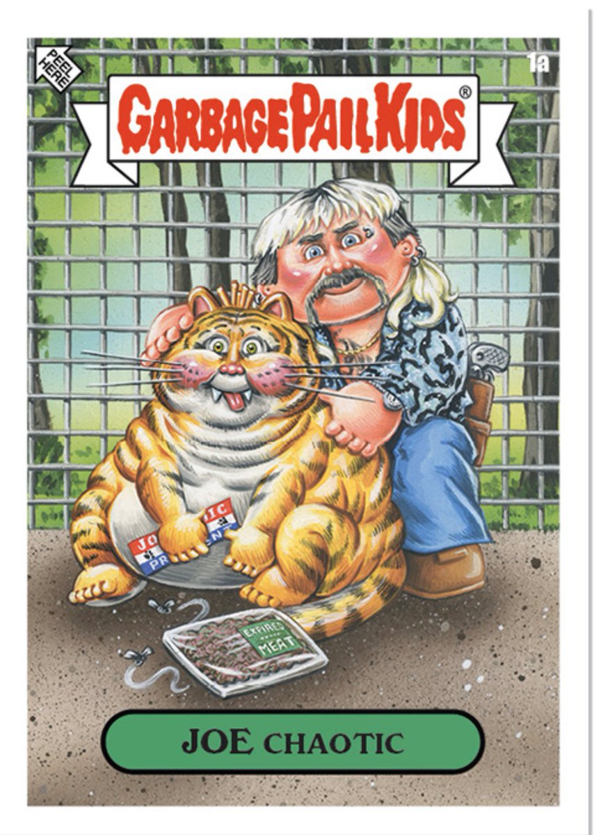 Garbage Pail Kids Tiger King set I painted is at Topps.com for a week. Cool parodies of Joe, Carole, Jeff, Doc and James Garretson:Businessman! <a href="/Topps/">Topps</a> <a href="/netflix/">netflix⁷</a> #garbagepailkids #tigerking #joeexotic <a href="/robertmoor_/">𝐑𝐨𝐛𝐞𝐫𝐭 𝐌𝐨𝐨𝐫</a>  #carolebaskin #jefflowe #jamesgarretson #docantle