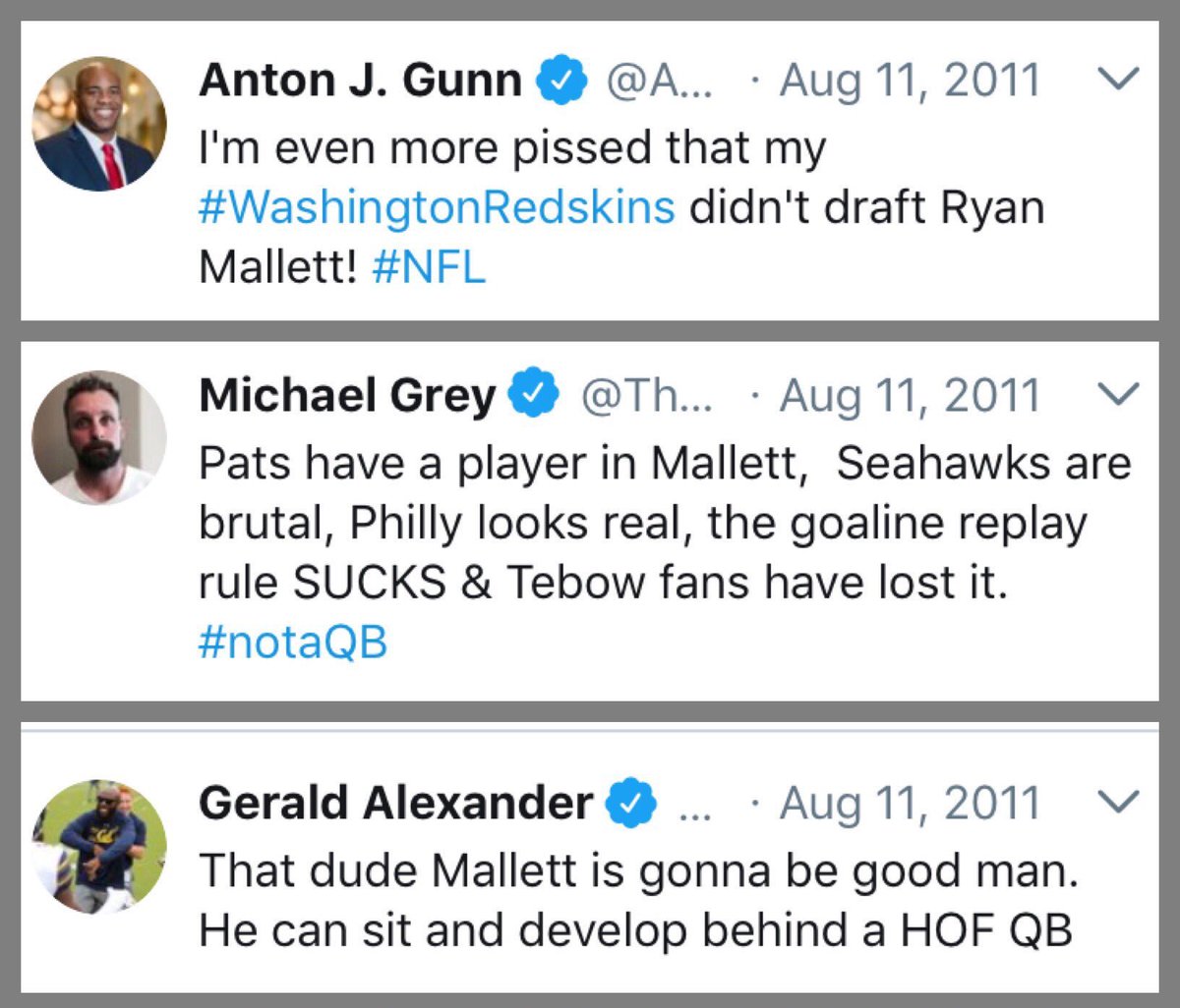 OldTakesExposed's tweet photo. #TBT Ryan Mallett had an amazing preseason debut for the #Pats and NFL Preseason Twitter was all over it https://t.co/4Q7OAjrcpB