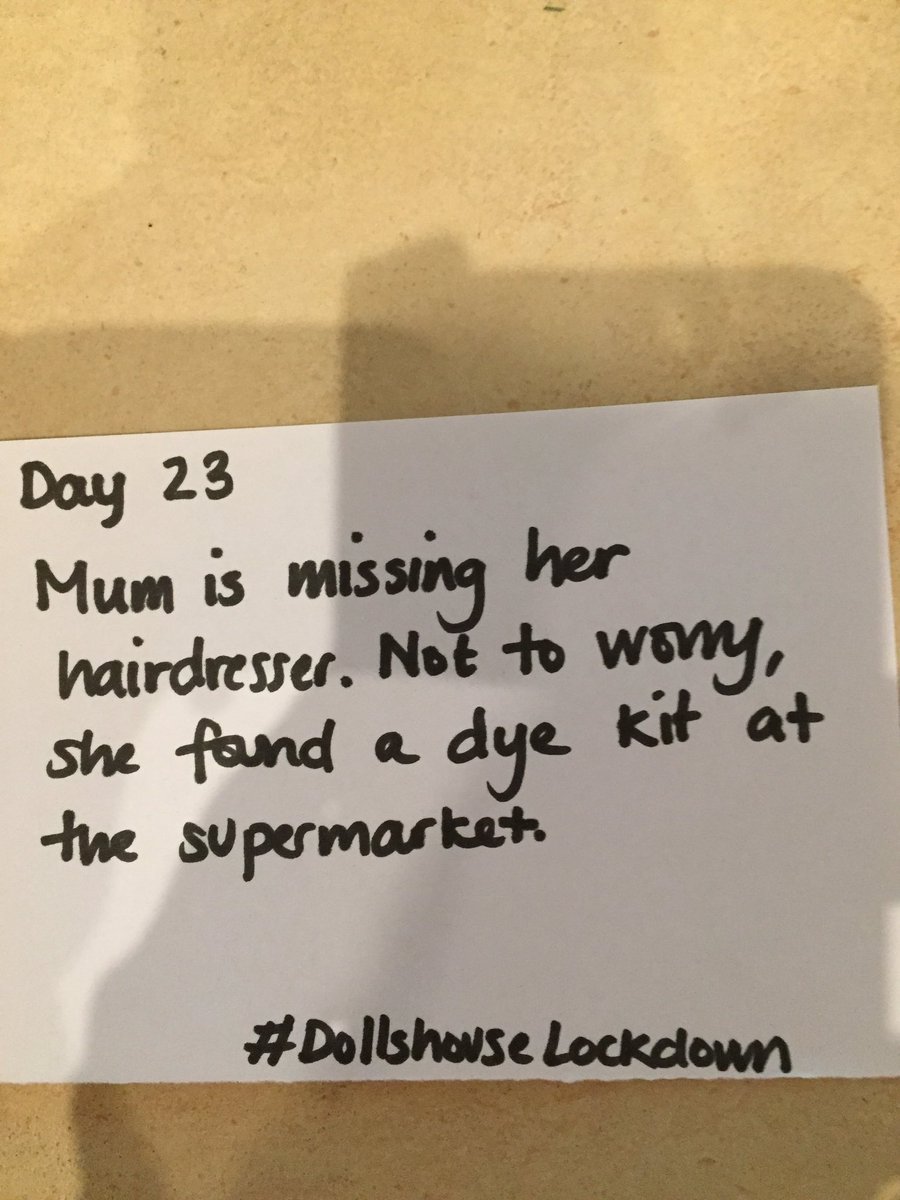 Day 23 Mum won’t let Grandma anywhere near her hair. Unfortunately. Just as well you are staying home for a while Mum.  #DollshouseLockdown  #nzlockdown  #LockdownHair