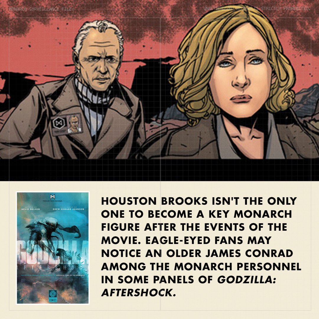 Houston Brooks isn't the only one to become a key Monarch figure after the events of the movie. Eagle-eyed fans may notice an older James Conrad among the Monarch personnel in some panels of Godzilla: Aftershock. #MonsterverseWatchalong