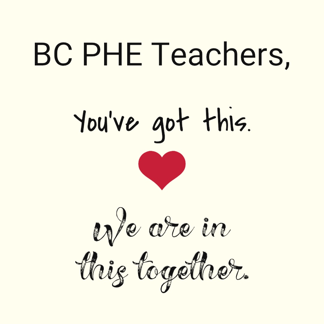 #bced #physed Ts you got this. We are all in these unique times together &amp; know that whatever you are doing to support your Ss is great. Please take care of yourself &amp; your families. We <a href="/PE_BC/">Pedro</a> are working to share helpful supports/resources as we move forward. Be safe &amp; stay well