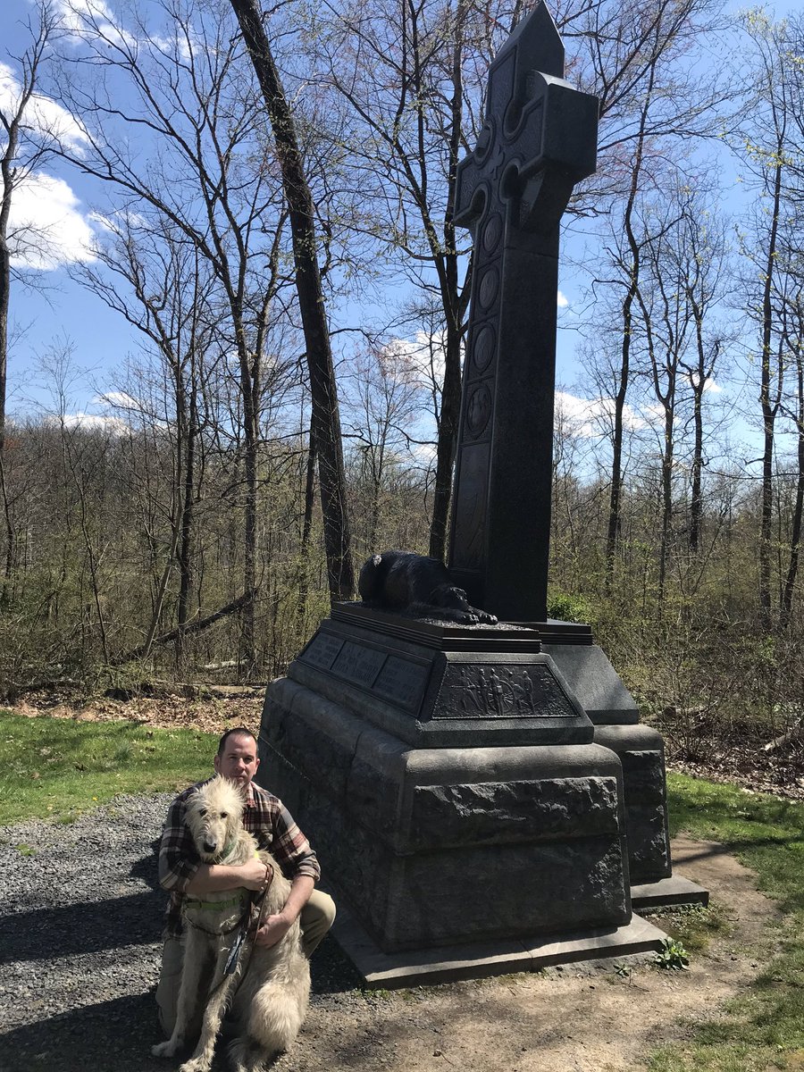 WildFireEvents's tweet image. Our #irishwolfhound turned 2! We took up to Gettysburg to pay respects the the fallen soldier and snap a few pictures in front of the Irish Brigade Memorial with the wolfhound and Celtic cross statue.