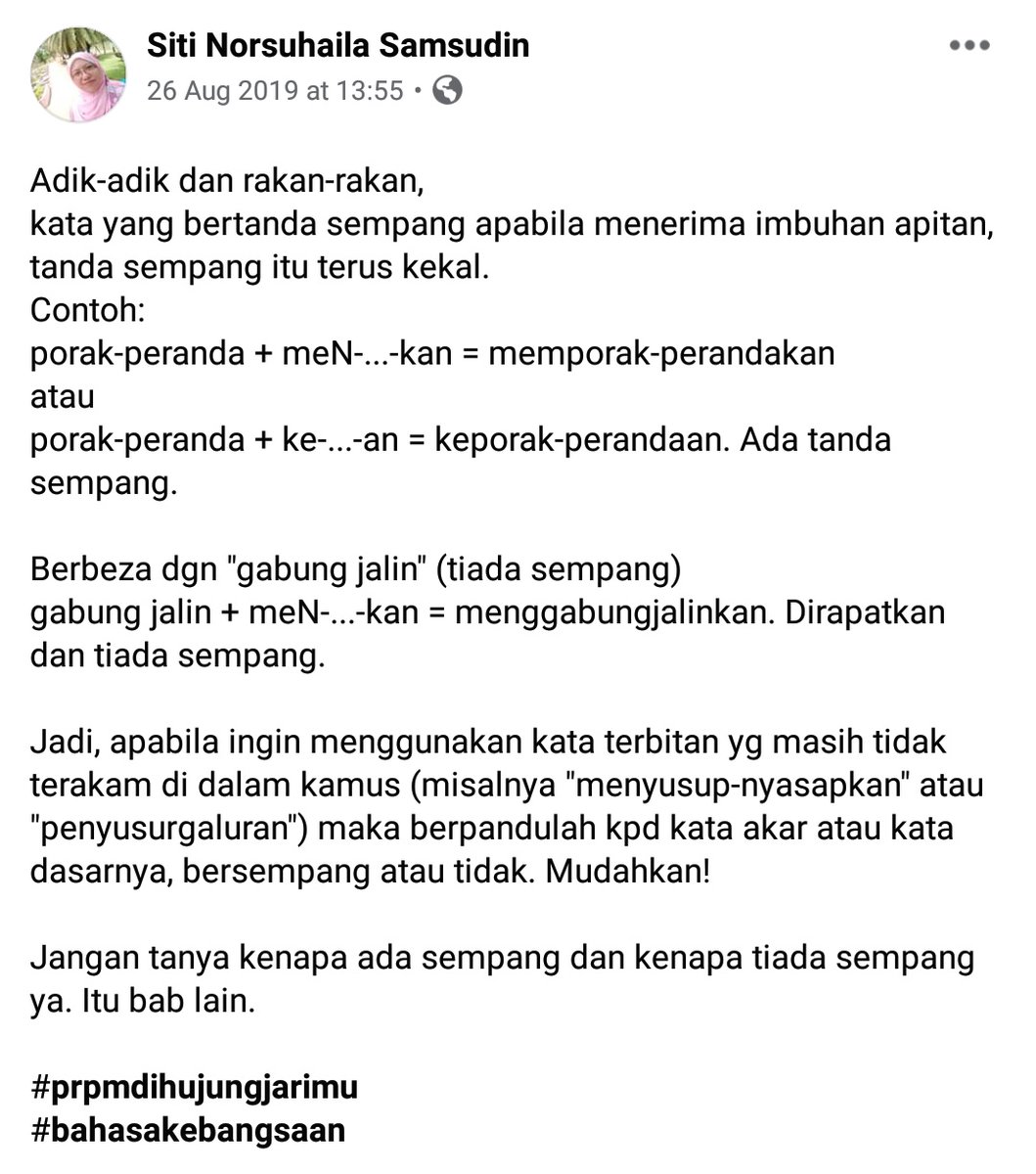 Muaqriana مواقريانا On Twitter Apabila Ingin Menggunakan Kata Terbitan 𝘆𝗴 𝗺𝗮𝘀𝗶𝗵 𝘁𝗶𝗱𝗮𝗸 𝘁𝗲𝗿𝗮𝗸𝗮𝗺 𝗱𝗶 𝗱𝗮𝗹𝗮𝗺 𝗸𝗮𝗺𝘂𝘀 Misalnya Menyusup Nyasapkan Atau Penyusurgaluran Maka Berpandulah Kpd Kata Akar