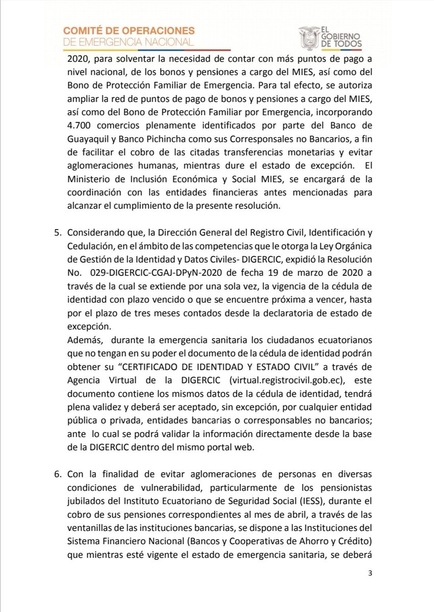 Riesgos_Ec's tweet photo. [COMUNICADO OFICIAL] Remitimos Resoluciones del Comité de Operaciones de Emergencias Nacional (COE-N) de hoy, 16 de abril de 2020, para contrarrestar la Emergencia Sanitaria por el #COVID19Ecuador | #QuédateEnCasa
#JuntosEcuador 🇪🇨
Más información en ➡ https://t.co/Pmb4W3hpwU https://t.co/Qw3N92dhDw
