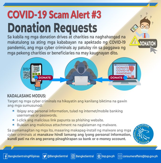BSP Warns About Coronavirus Donation Scammers