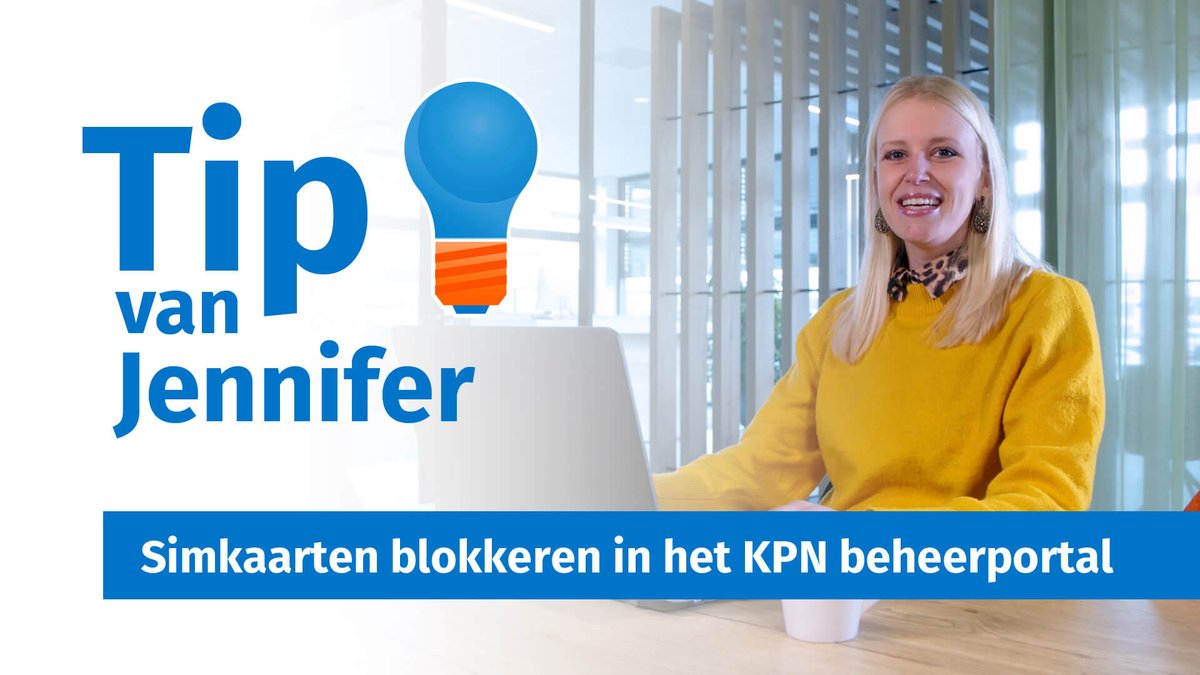 VTMgroep's tweet photo. In de KPN beheerportal kun je heel eenvoudig simkaarten blokkeren en deblokkeren. Jennifer Buurmans van de VTM Business Servicedesk, legt in deze video uit hoe je dat doet.

De tip is hier terug te zien/lezen:
https://t.co/kKNyNiwhMX

#simkaart #KPN #blokkeren #TipVan https://t.co/DxlVBMKQzt