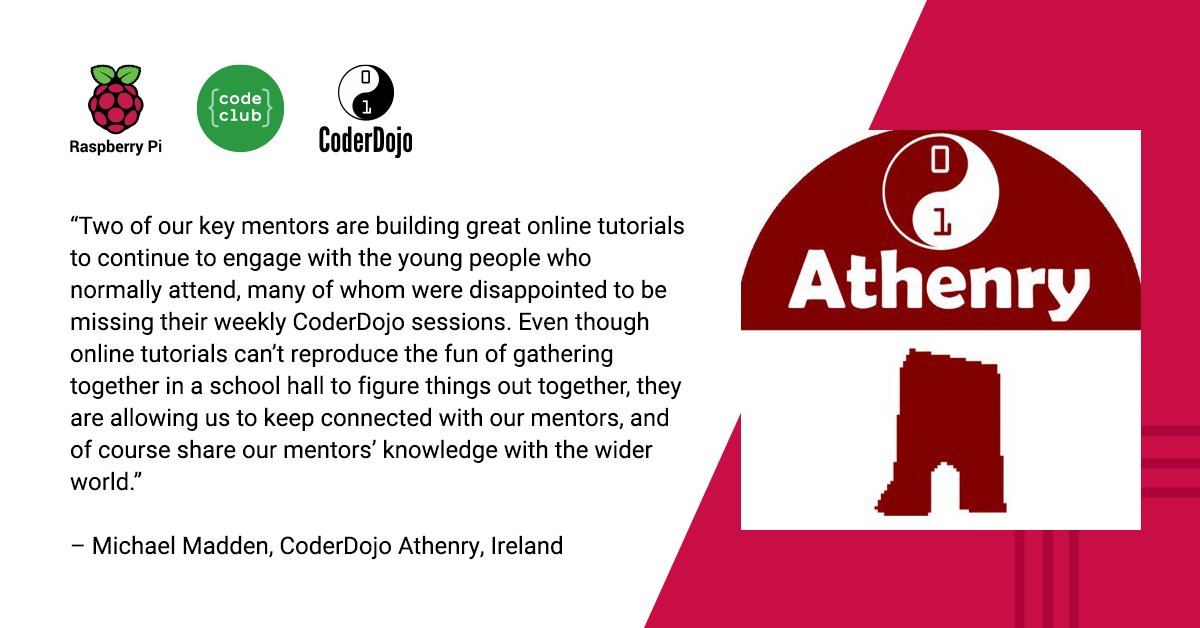 CoderDojo's tweet image. Thanks to @coderdojoathenr who have been sharing amazing tutorials in Scratch and Blender that you can try out at home! 🏡
👉coderdojoathenry.org
#CoderDojoStories #homeschooling