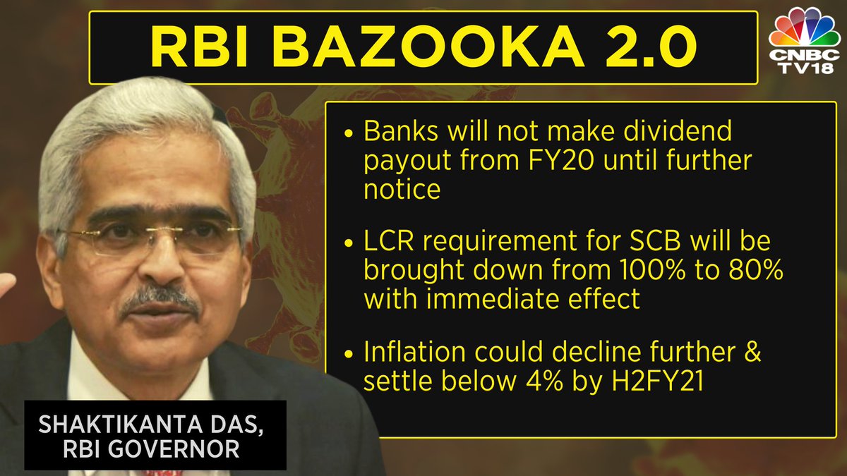CNBCTV18Live's tweet photo. #RBIActs | This is not the last of announcements, @RBI Governor @DasShaktikanta assures while adding that the central bank will continue to asses the situation &amp; act accordingly

#CoronavirusOutbreak #COVID19 https://t.co/vRi2CdKVYk