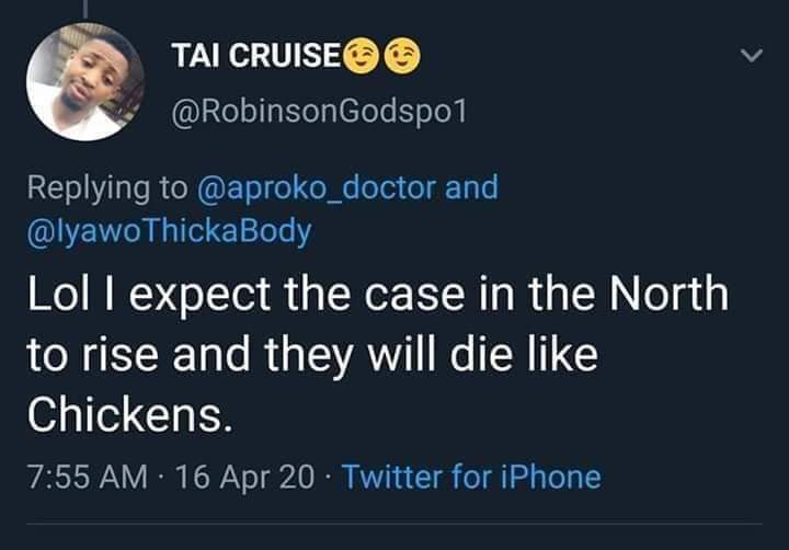 King Omar (@farooqmx) on Twitter photo I am not praying for your people <a href="/RobinsonGodspo1/">TAI CRUISE 🇺🇸</a> to get infected with or die by #Covid_19 (they will still die anyway) but I pray God to judge you with #Covid_19. I am not praying for your people <a href="/RobinsonGodspo1/">TAI CRUISE 🇺🇸</a> to get infected with or die by #Covid_19 (they will still die anyway) but I pray God to judge you with #Covid_19.