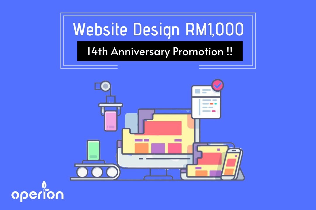 OperionWeb's tweet image. Grab this opportunity to give your business a website or revamp your website within 72 hours 🎉⁠
⁠
Enjoy our 14th Anniversary Promotion for your business 😋⁠
⁠
#webdesign #operion #webdesignpenang